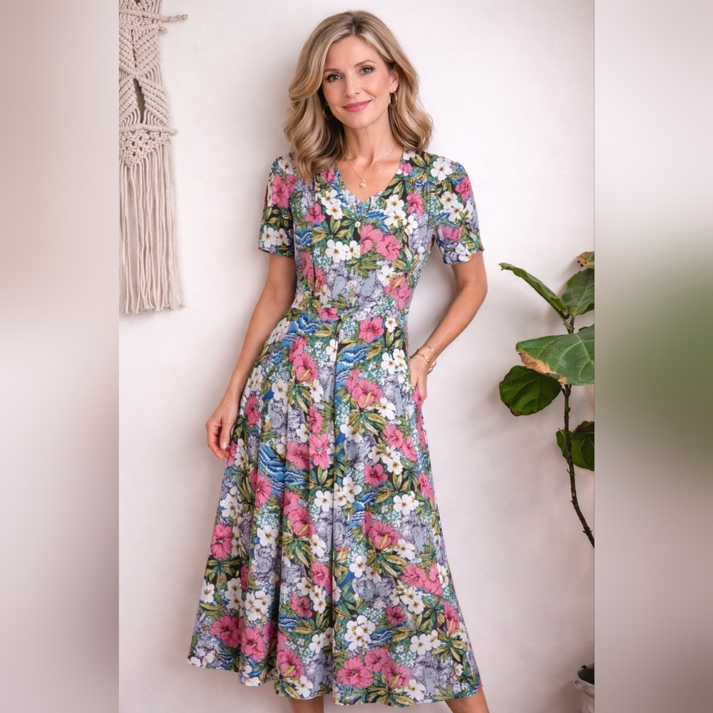 Carol Anderson California vintage floral short sleeves dress